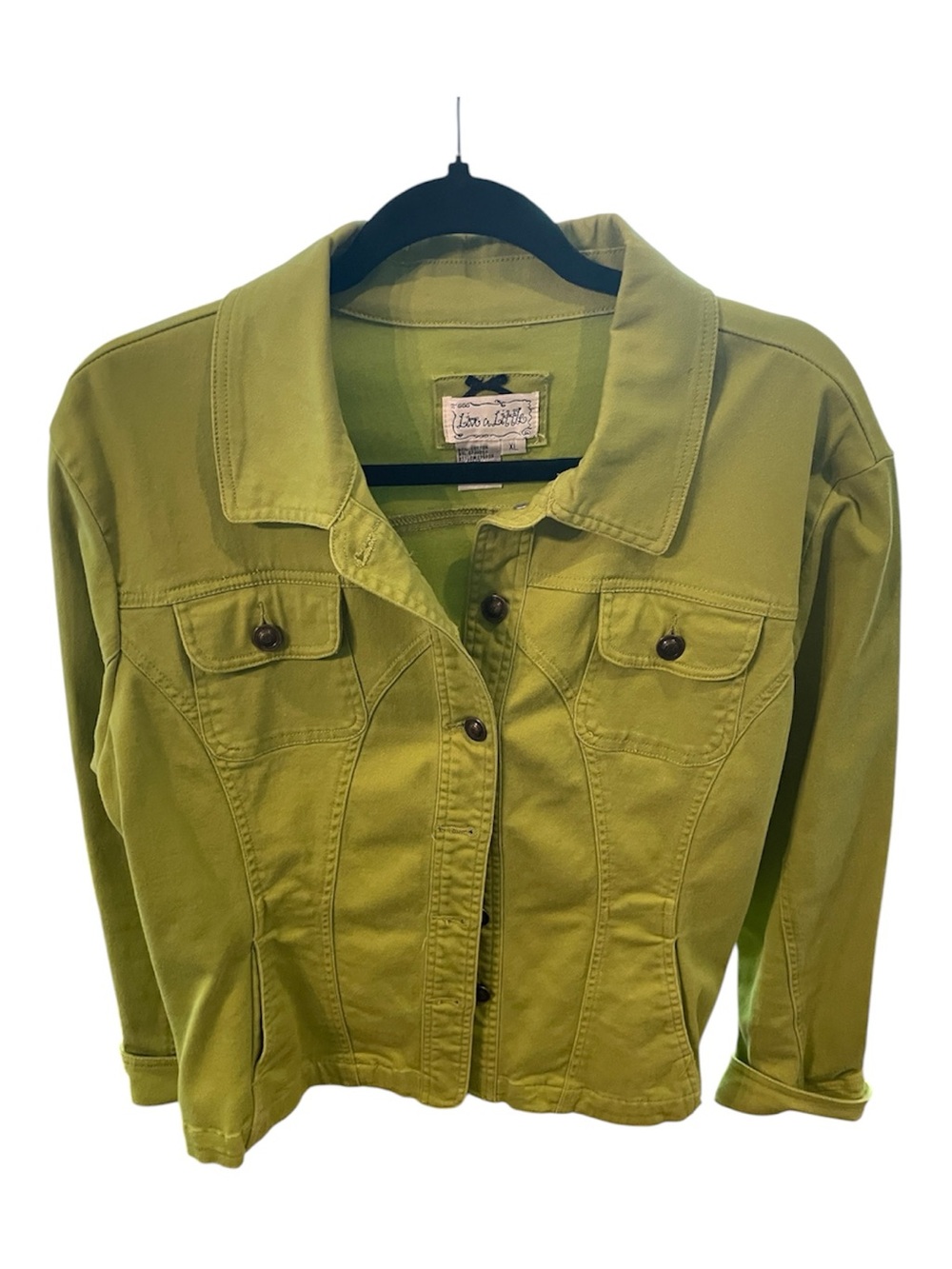 Live a Little Olive-Green Denim Jacket
